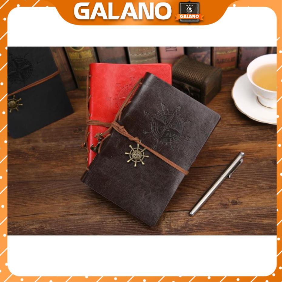 Sổ Tay Bìa Mềm Bằng Da Ghi Chép GALANO Bìa Còng Phong Cách Vintage Giấy Kraft SN-001044