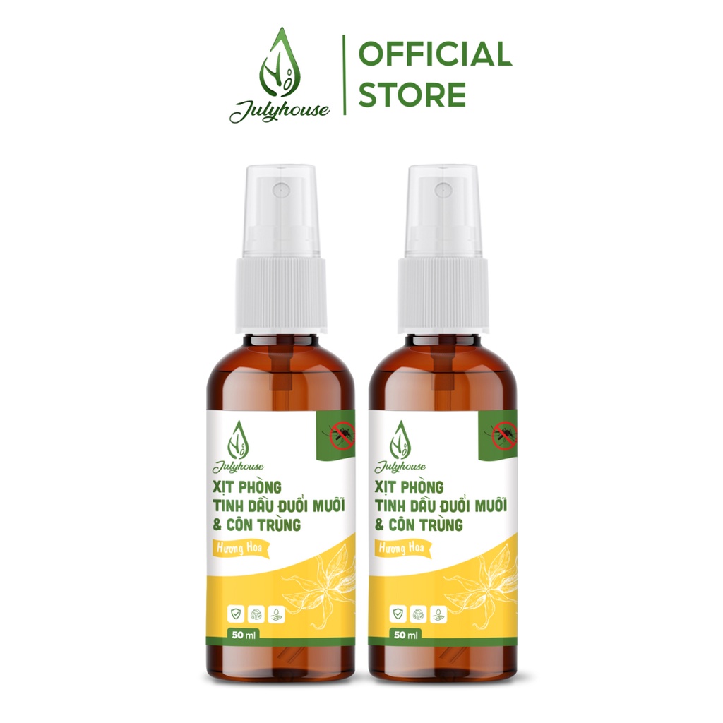Combo 2 bình xịt phòng đuổi muỗi tinh dầu hương hoa 50ml/chai JULYHOUSE