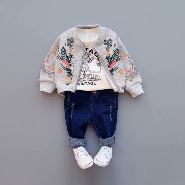 Áo khoác nỉ hoa thêu