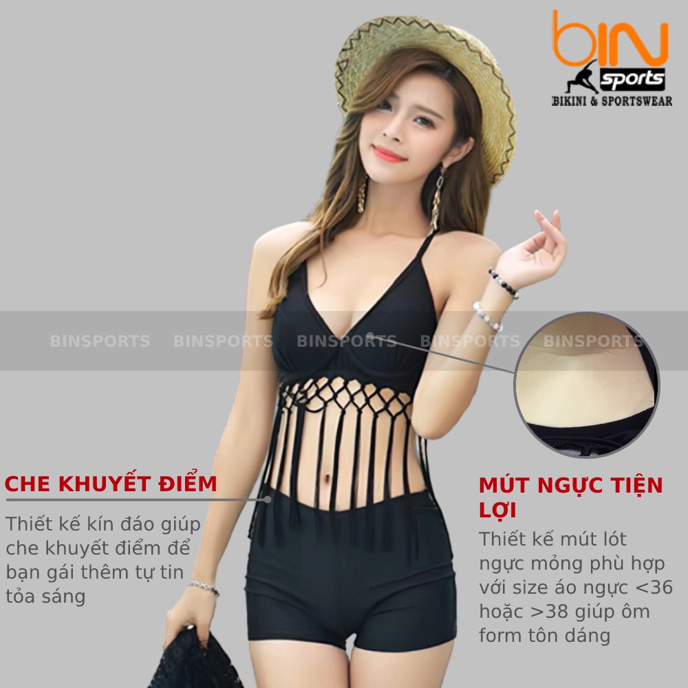 Bộ Bơi Nữ 2 mảnh Cạp Cao Freesize Bin Sports BHV119