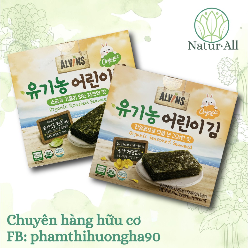 Rong biển hữu cơ ăn liền cho bé Alvin's hộp 15-20g