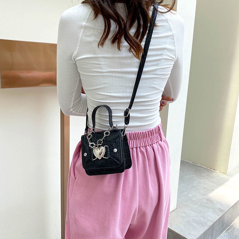 Túi Đeo Chéo Hình Vuông Nhỏ Màu Trơn Phong Cách Phương Tây Thiết Kế Đơn Giản Dành Cho Nữ