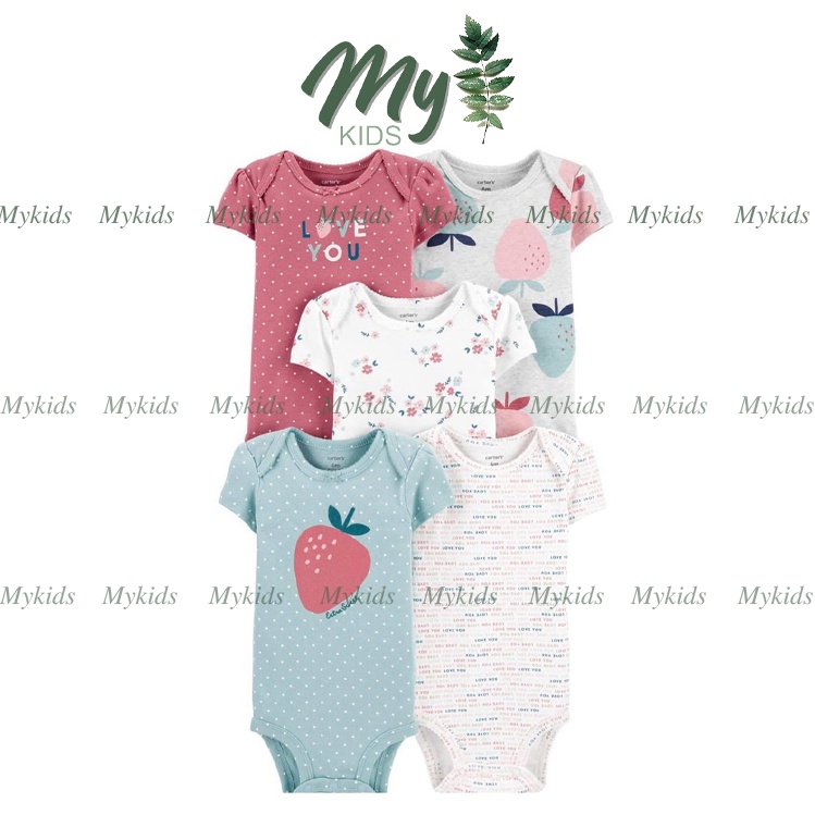 Set 5 bộ bodysuit xuất dư cho bé, bộ liền quần cotton trẻ em