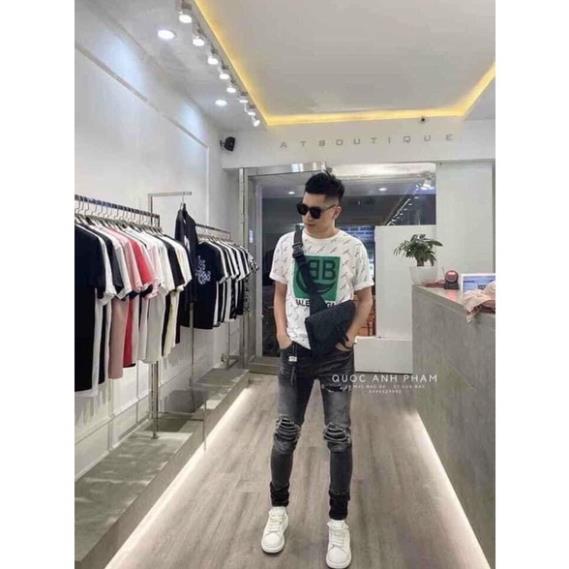 Áo Phông Tay Lỡ Unisex Freesize Áo Thun Phông Tay Lỡ Unisex Freesize Ulzzang Hot-Thun Form Rộng In Chữ BB Xanh