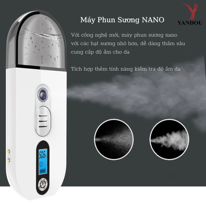 [Mã LTBAUAB15 giảm 7% đơn 99K] Máy phun sương cầm tay Yandou PS1810 kiểm tra độ ẩm da kèm cáp sạc USB