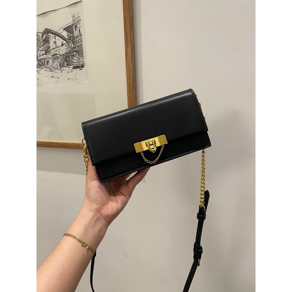 Túi xách nữ chữ C dáng clutch khóa nhọn nhiều ngăn đựng vừa điện thoại có dây đeo chéo