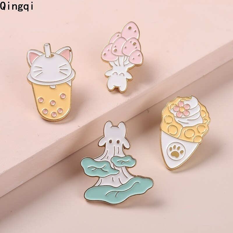 Trâm cài áo Miss Zoe hình cây nấm hoạt hình bằng kim loại tráng men