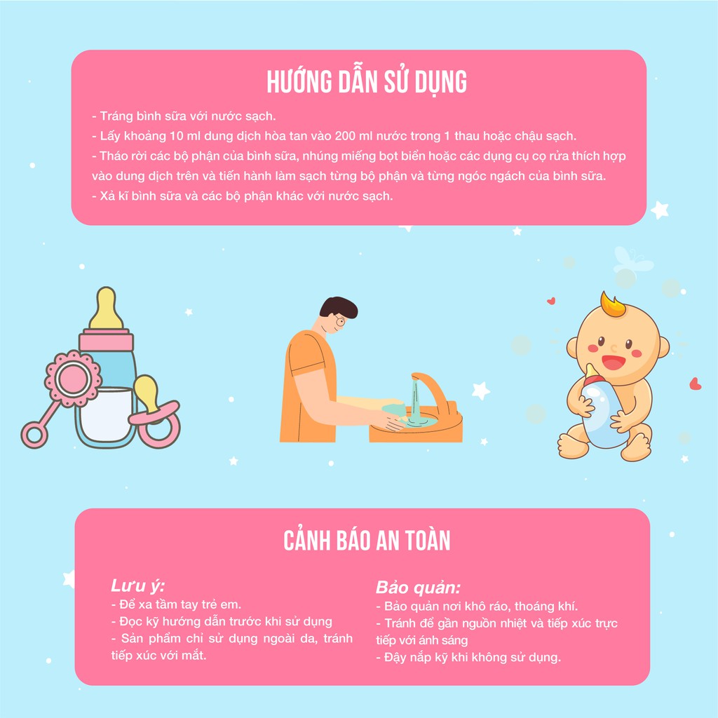 Nước rửa bình sữa Bub&amp;Mum 500ml chiết xuất thiên nhiên làm sạch, diệt khuẩn, an toàn cho bé