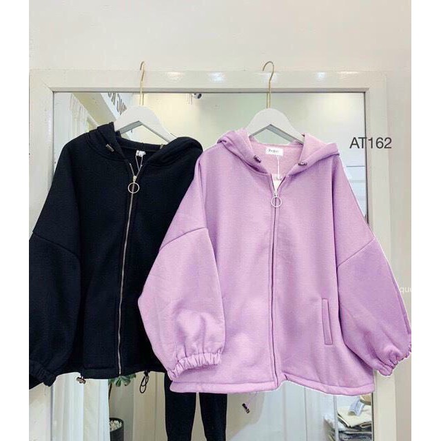 Áo khoác nỉ ngoại hoodie BASIC form rộng khóa kéo tròn áo khoác nam nữ Unisex AN1 Zalofa