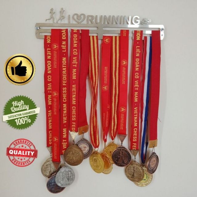 [MUA NHANH] Giá treo huy chương chạy bộ i love running+ móc treo huy chương, cờ vua, chạy marathon , nhận thiết kế riêng