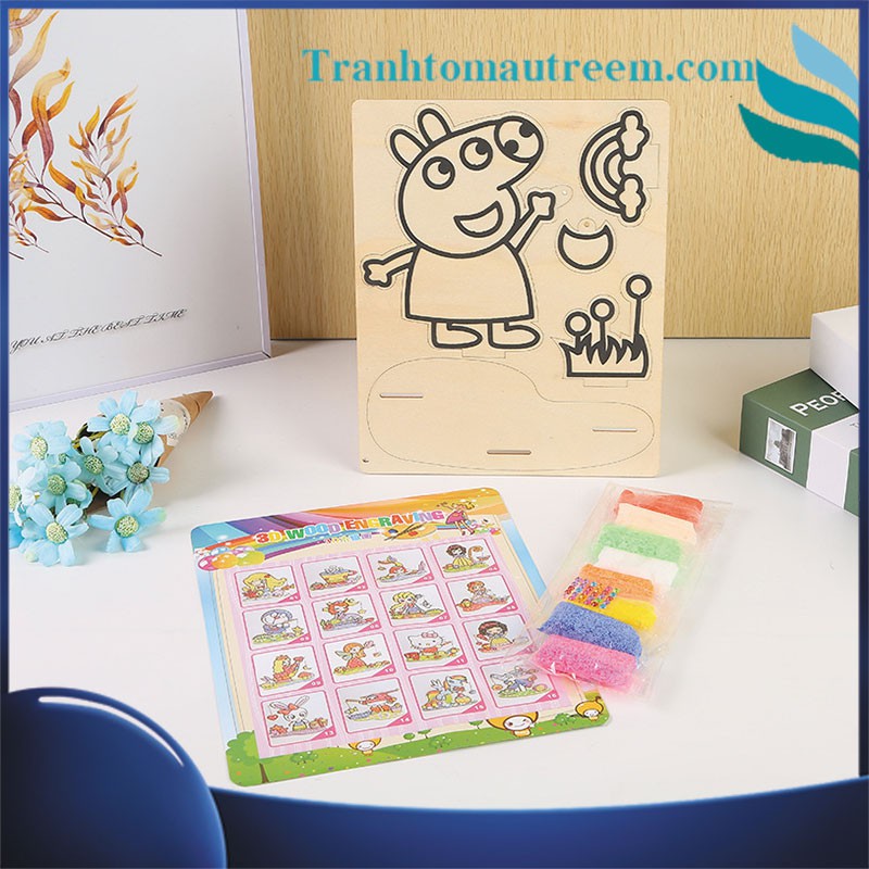 Tranh Tô Màu Bọt Xốp Slime Gỗ Bẻ