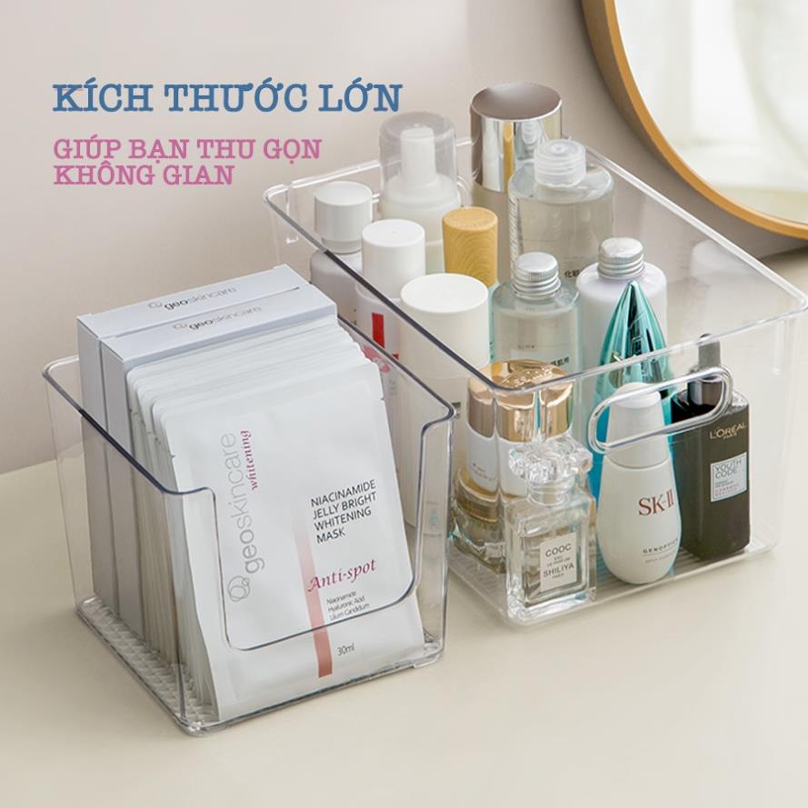 Khay Trong Suốt Đựng Đồ, Khay Đựng Mĩ Phẩm, Mặt Nạ, Để Bàn Đa Năng Có Tay Cầm Q051