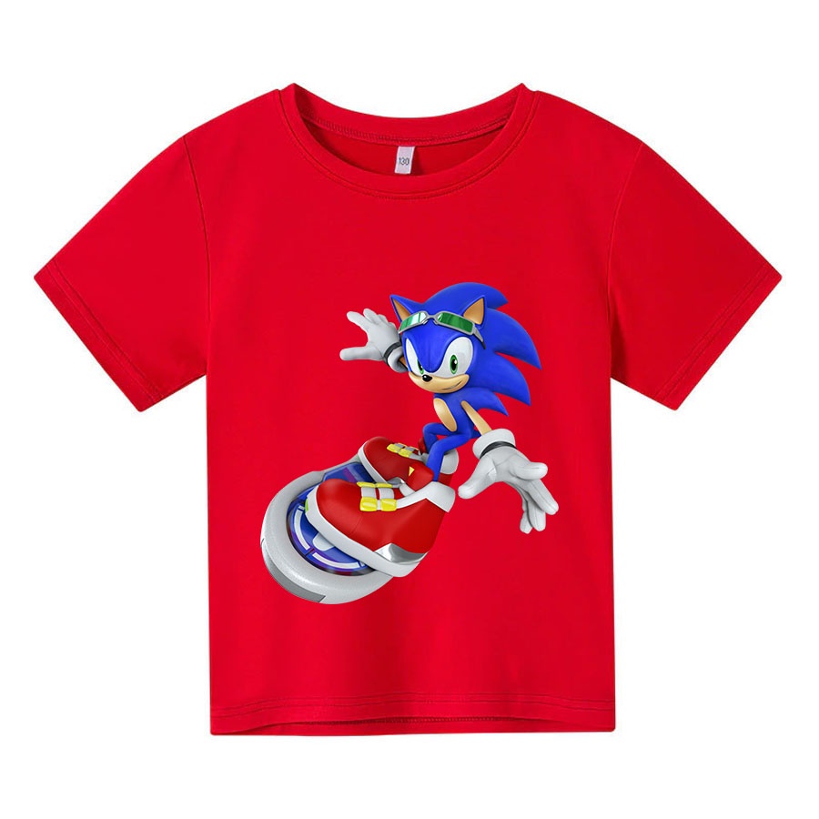Áo thun cho bé sonic lướt ván siêu cool , 4 màu, có size người lớn, Anam Store