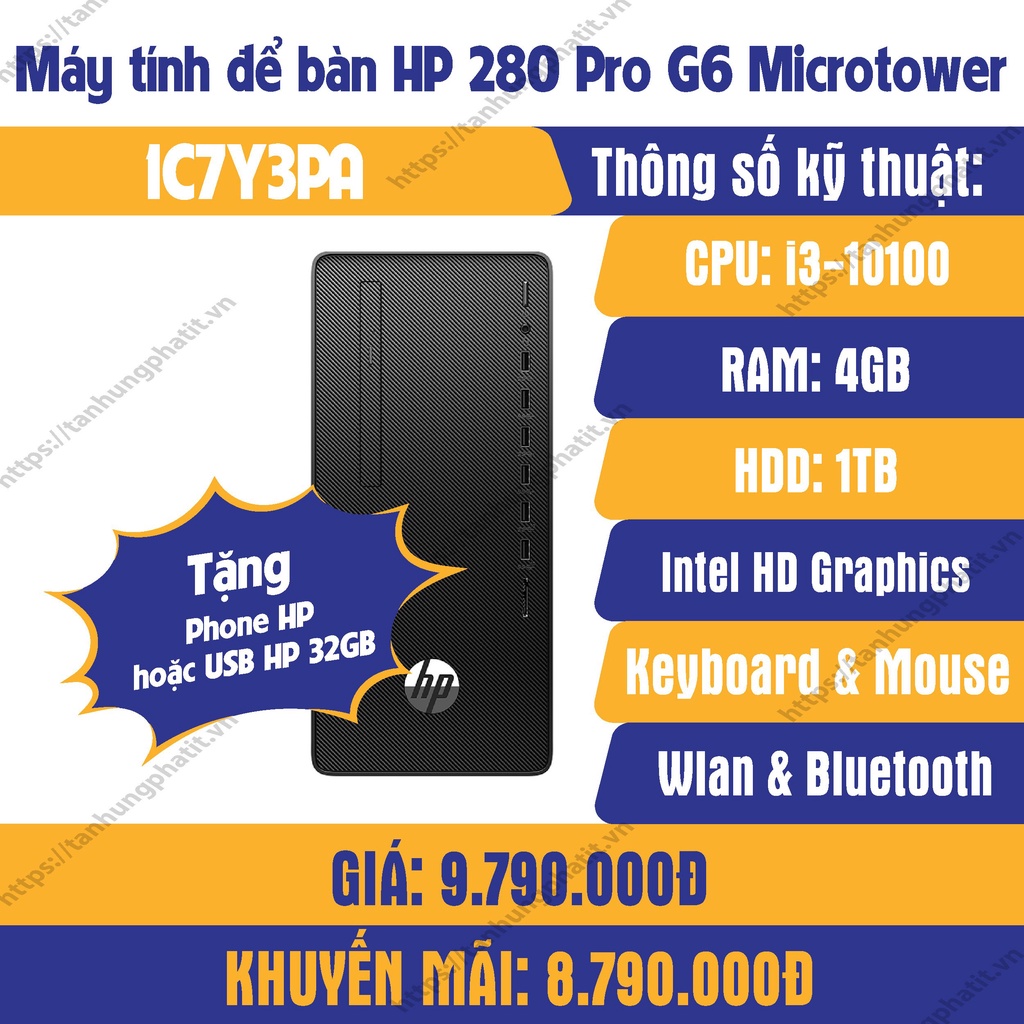 Máy tính đồng bộ HP 280 Pro G6 MT 1C7Y3PA/Core i3/4Gb/1Tb/Windows 10-mới 100%