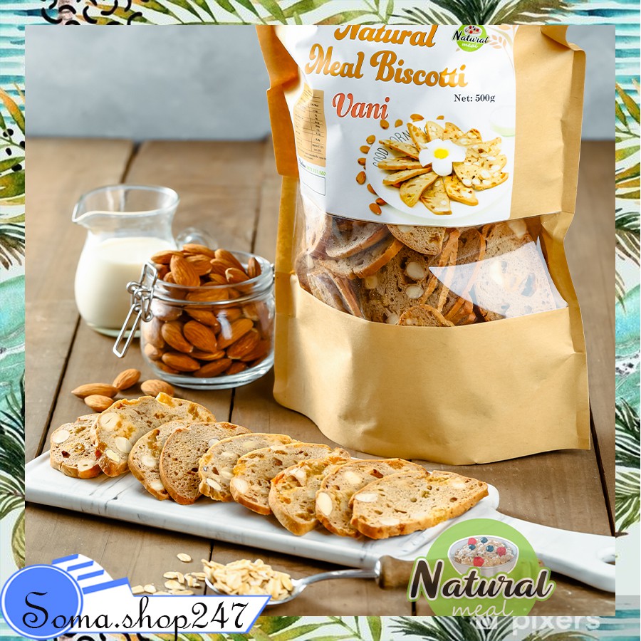 Bánh ăn kiêng Natural Biscotti tăng cơ, giảm cân, bánh ăn kiêng vị vani - B01