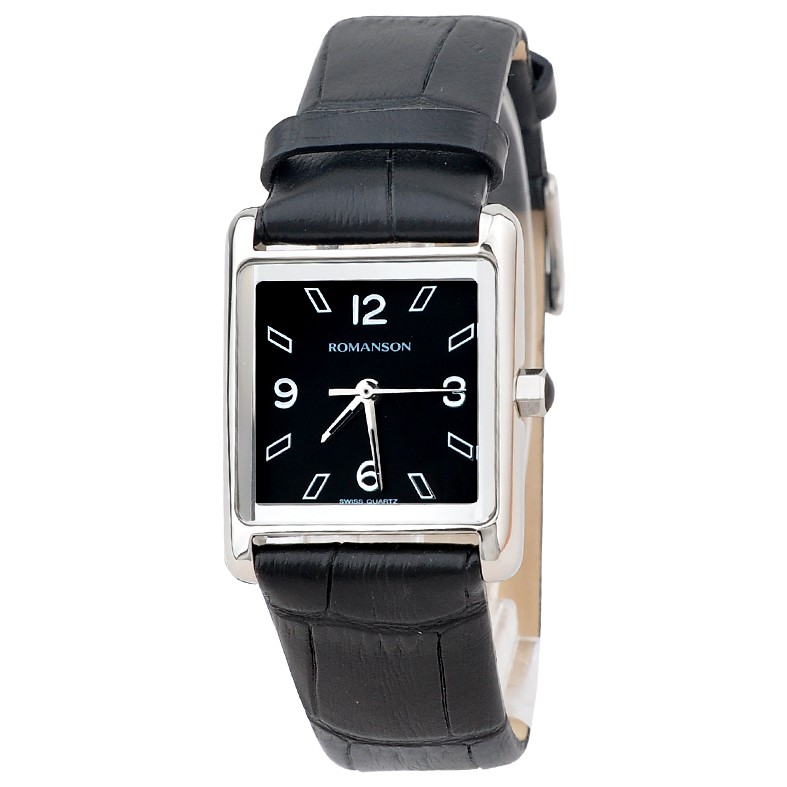 Đồng hồ Romanson Watch RL3243LWBK nữ mặt mỏng hình chữ nhật, kim dạ quang, chống nước, dây da cao cấp chính hãng