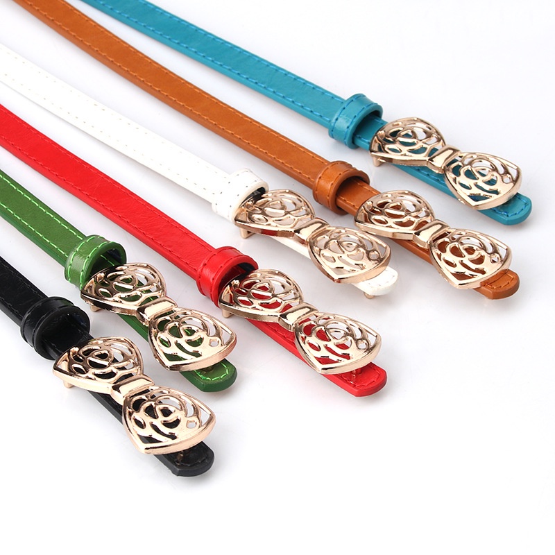 Thắt Lưng Mỏng Họa Tiết Bướm Rỗng Nhiều Màu Sắc Kết Hợp Khóa Cài Vàng Kim Đa Năng Mặc Đầm Sweater Ôm Dáng