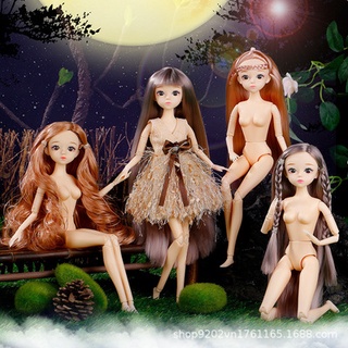 Búp Bê Barbie Tóc Dài Xoăn 3d 26 Khớp Nối 30cm