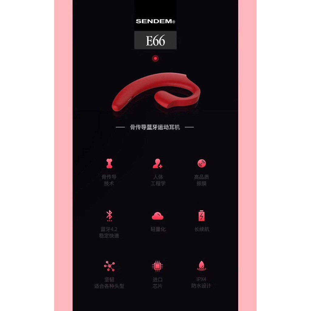 Tai nghe Bluetooth cài tai Sendem E66 - dẹt, siêu mỏng, pin trâu - Trẻ trung, hiện đại Bảo hành 1 năm