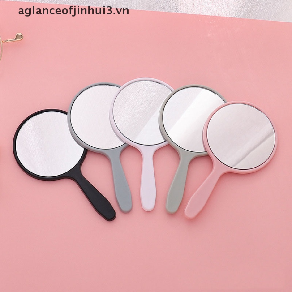 Gương Trang Điểm Cầm Tay Hình Tròn Có Tay Cầm Tiện Lợi