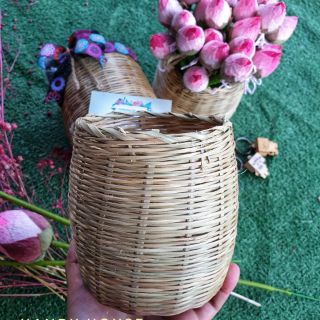 Chậu tre đan cao 14cm × miệng 12cm đa năng
