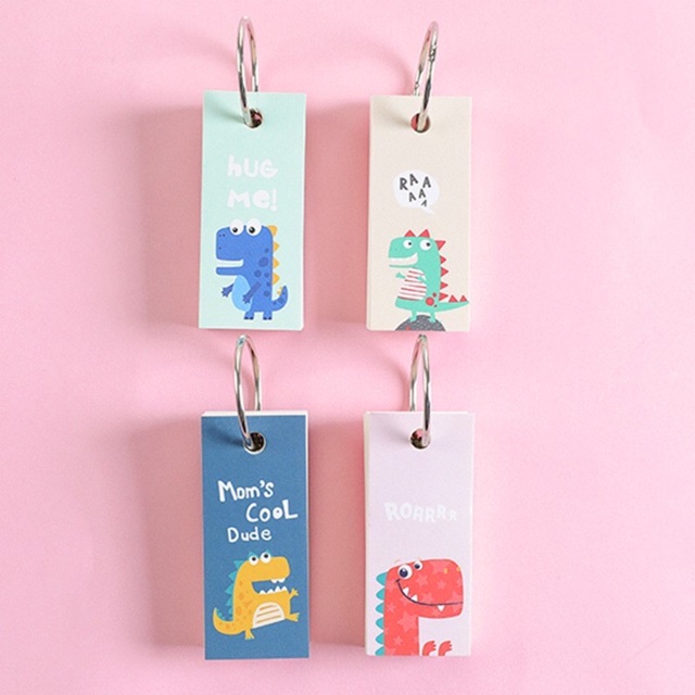 Combo gương gập 2 mặt, hộp bút, flashcard khủng long