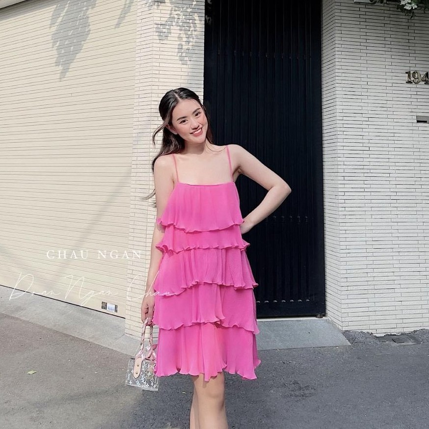 Đầm Maxi Dập Li 5 Tầng 2 Dây Cực Hót