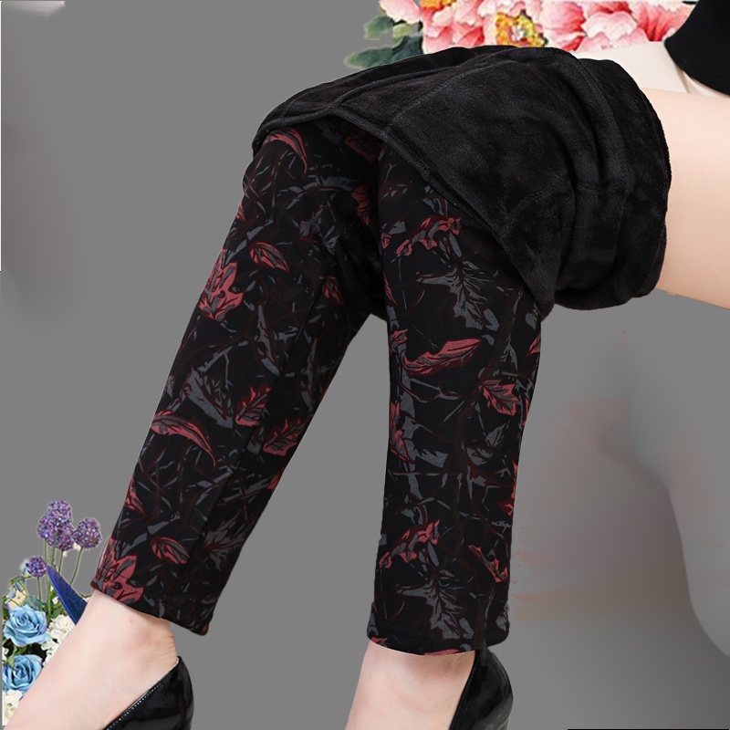 Quần Legging Dày Eo Cao Mặc Ngoài Mùa Thu Đông Cho Phụ Nữ Trung Niên