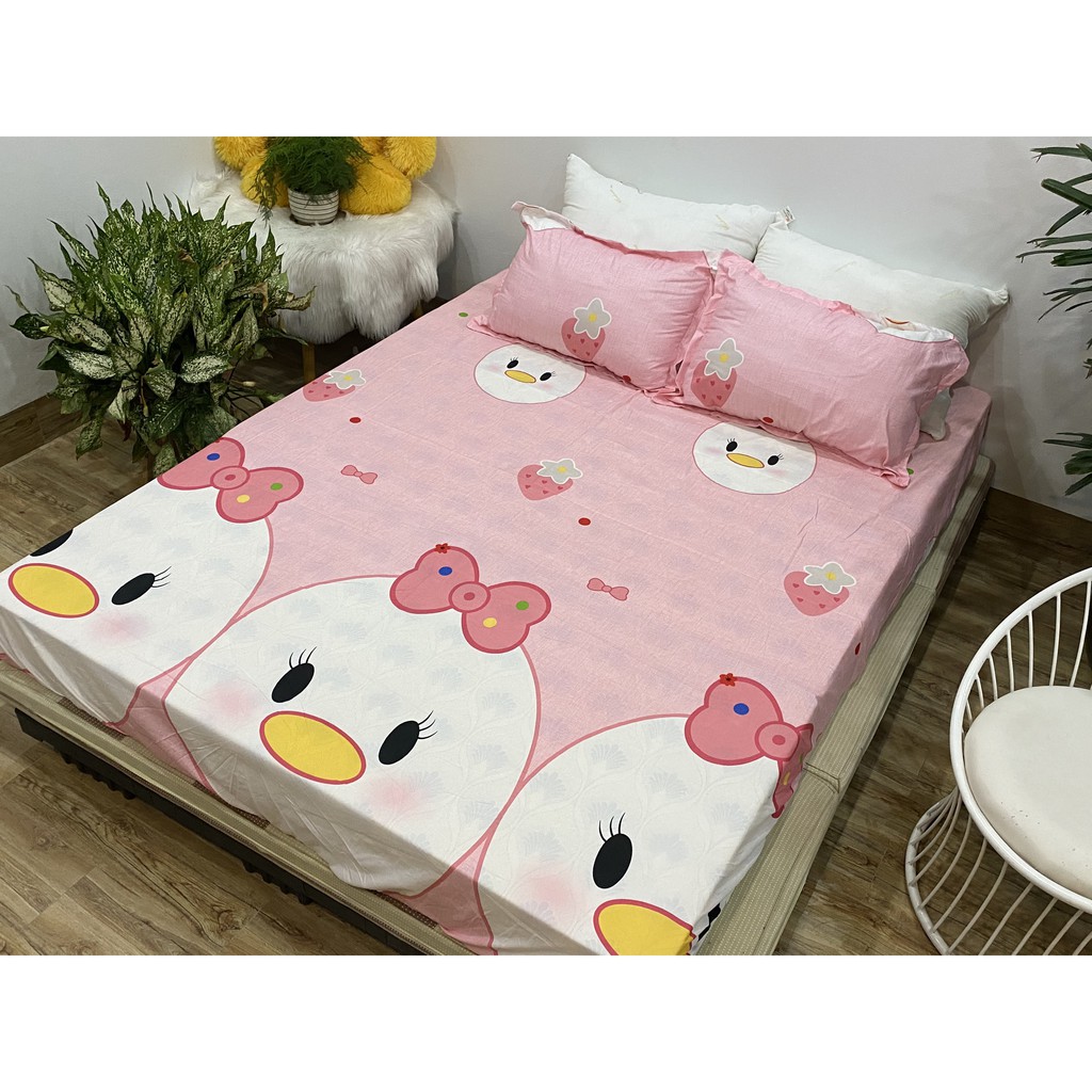 Bộ Ga Gối Mẫu 2021 cotton poly 1m6x2m,1m8x2m-HCM vịt hồng