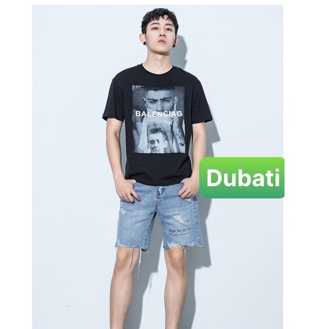 QUẦN SHORT SỌT JEAN NAM CHẤT VẢI BÒ XANH THÊU CHỮ LỬNG NGỐ UNISEX- DB 2009 - DUBATI FASHION