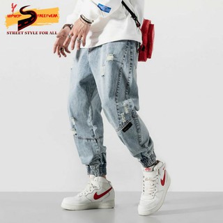 Quần jean jogger cạp chun bo gấu phong cách HIPHOPSTREETWEAR phù hợp đi học đi chơi tập thể thao