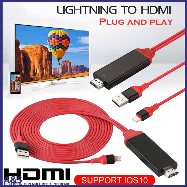 Dây cáp chuyển đổi hình ảnh 1080p kích thước 6ft 8pin Apple sang HDMI dành cho iPhone 6 6S 7 8 Plus X