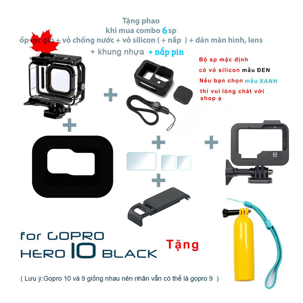 [ GOPRO 10 ] Case chống nước cho CASE GOPRO HERO 10 + tặng 12 miếng chống đọng sương