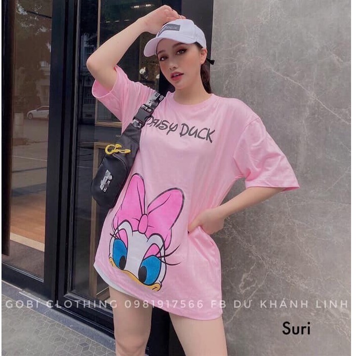 Áo thun form giấu quần - Áo thun vịt duck siêu cưng (2 màu trắng - hồng)