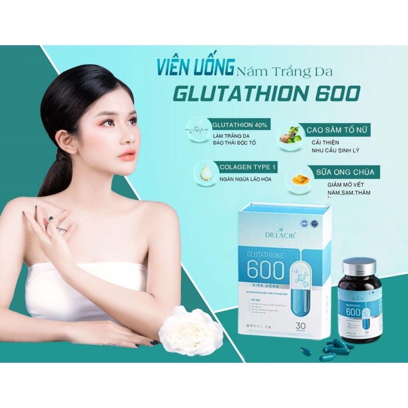 Viên uống Glutathione 600 viên uống nám trắng da Glutathione 600 hàng chính hãng