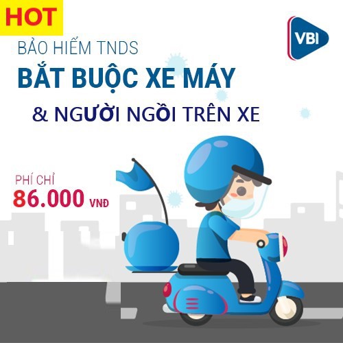 TOÀN QUỐC [E-Voucher] BẢO HIỂM ĐIỆN TỬ XE MÁY trên 50cc TRÁCH NHIỆM DÂN SỰ TNDS & người ngồi trên xe - VBI VIETINBANK