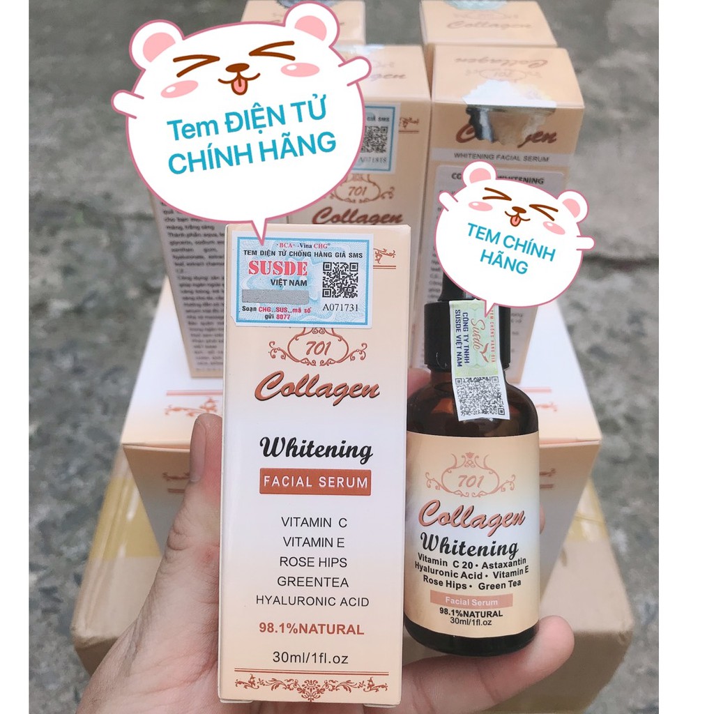 (chính hãng) sERum dưỡng trắng collagen plus vit e 701 indonesia