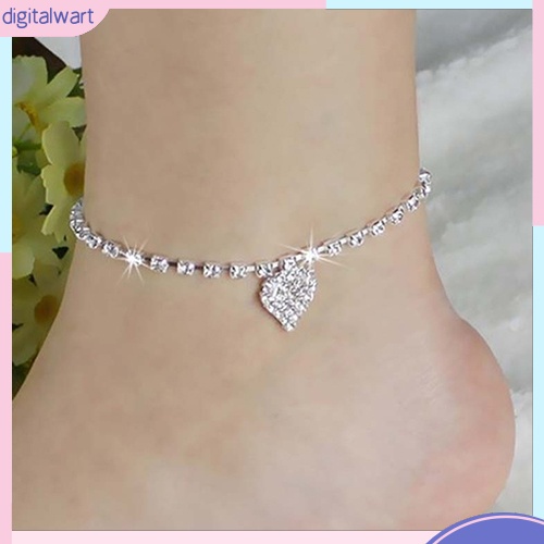 Lắc chân đính đá họa tiết hình trái tim xinh xắn cho nữ