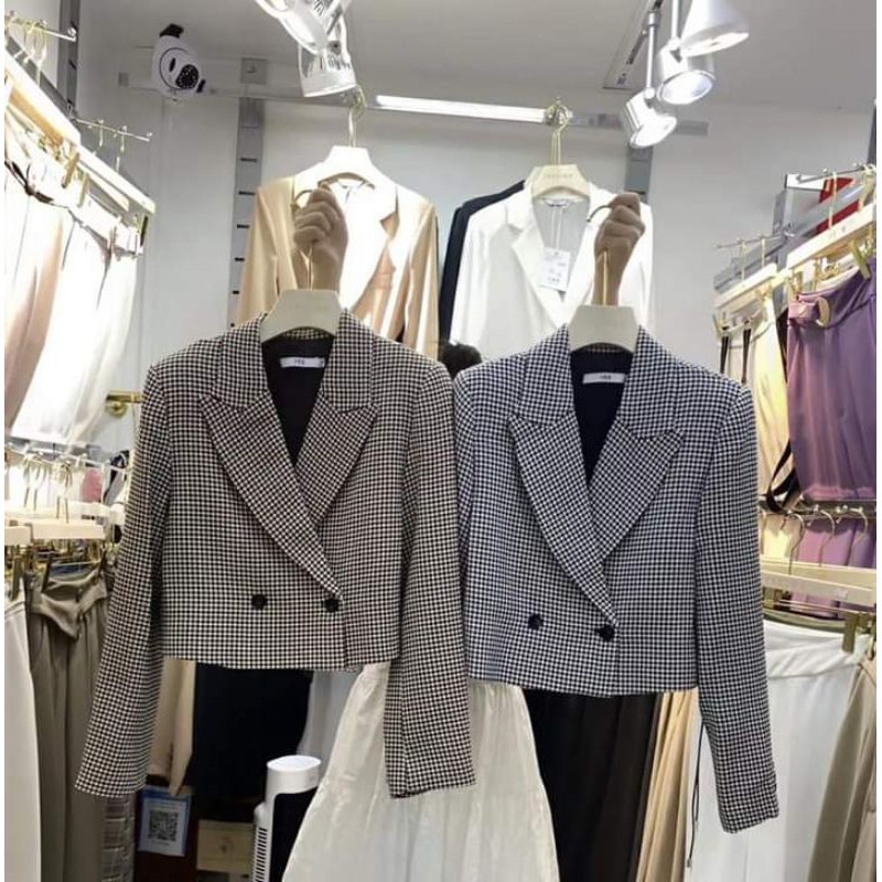 Áo vest dạ kẻ caro nhỏ
