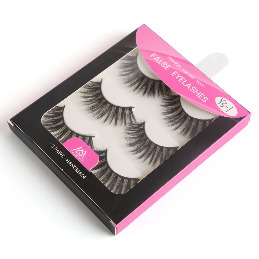 Set 3 cặp lông mi giả MAGEFY 3D tự nhiên dáng chữ thập siêu nhẹ và có độ cong sẵn