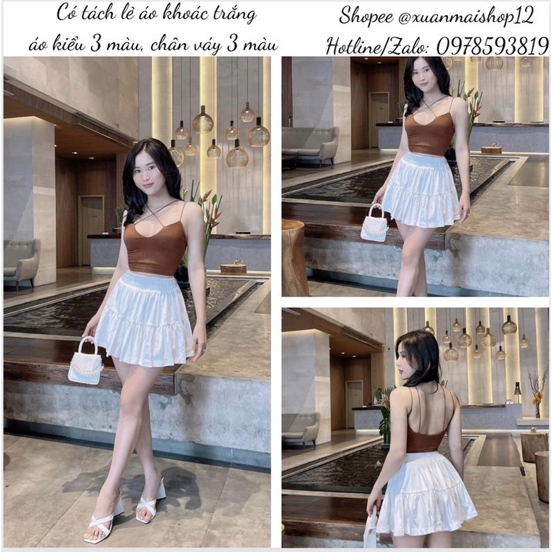 [FREESHIP - HÌNH THẬT] Áo croptop thun lụa dây bún mặc được nhiều kiểu nhiều màu