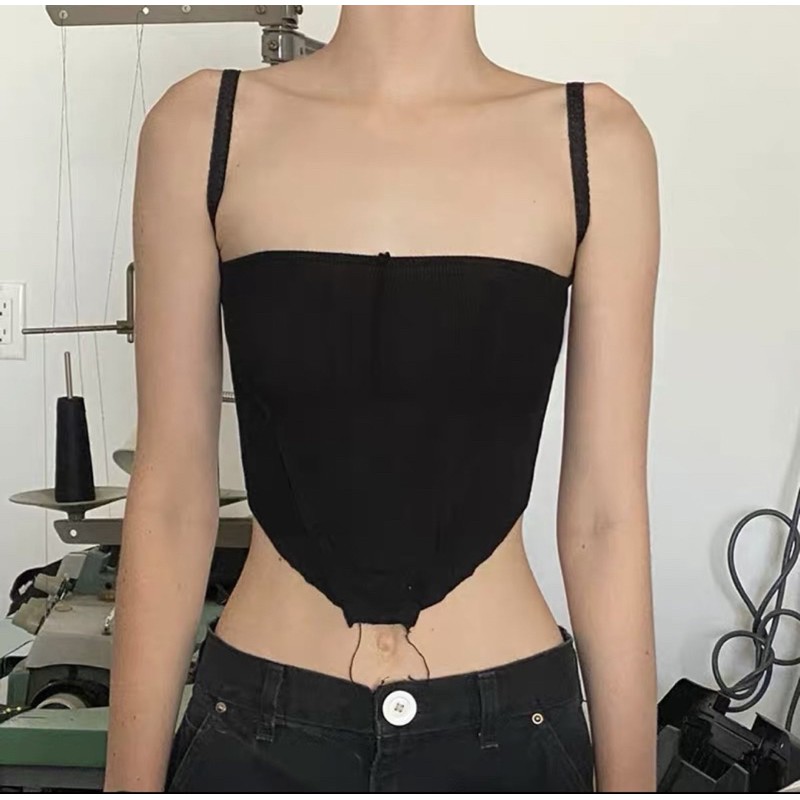 Áo croptop vạt nhọn