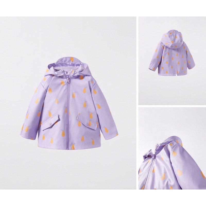Áo khoác đi mưa cho bé gái màu tím nhẹ săn sale China sz 9-12m, 12_18m