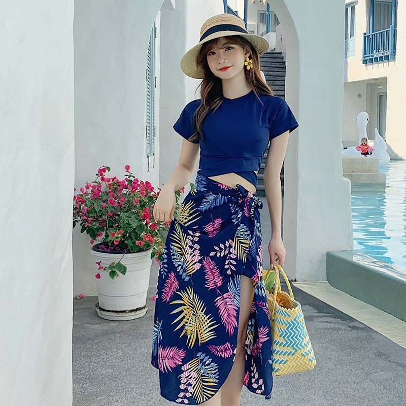 Bộ Đồ Bơi Mỏng Ba Mảnh Che Bụng Phong Cách Hàn Quốc 2021 Cho Nữ