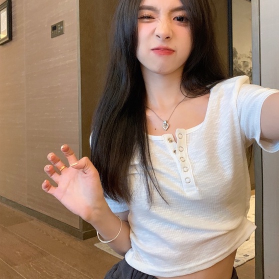 Áo Dệt Kim Ngắn Tay Thời Trang Xinh Xắn Dễ Phối Đồ