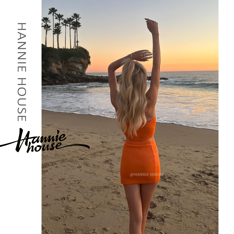 Hannie-Women Summer Tube Tops+Casual High Waist Mini Skirt Set