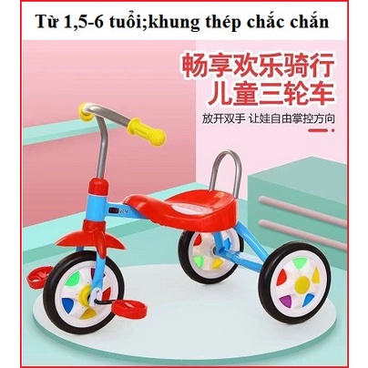 Xe đạp 3 bánh cho bé từ 1,5-6 tuổi .khung thép chắc chắn.BH 1 năm