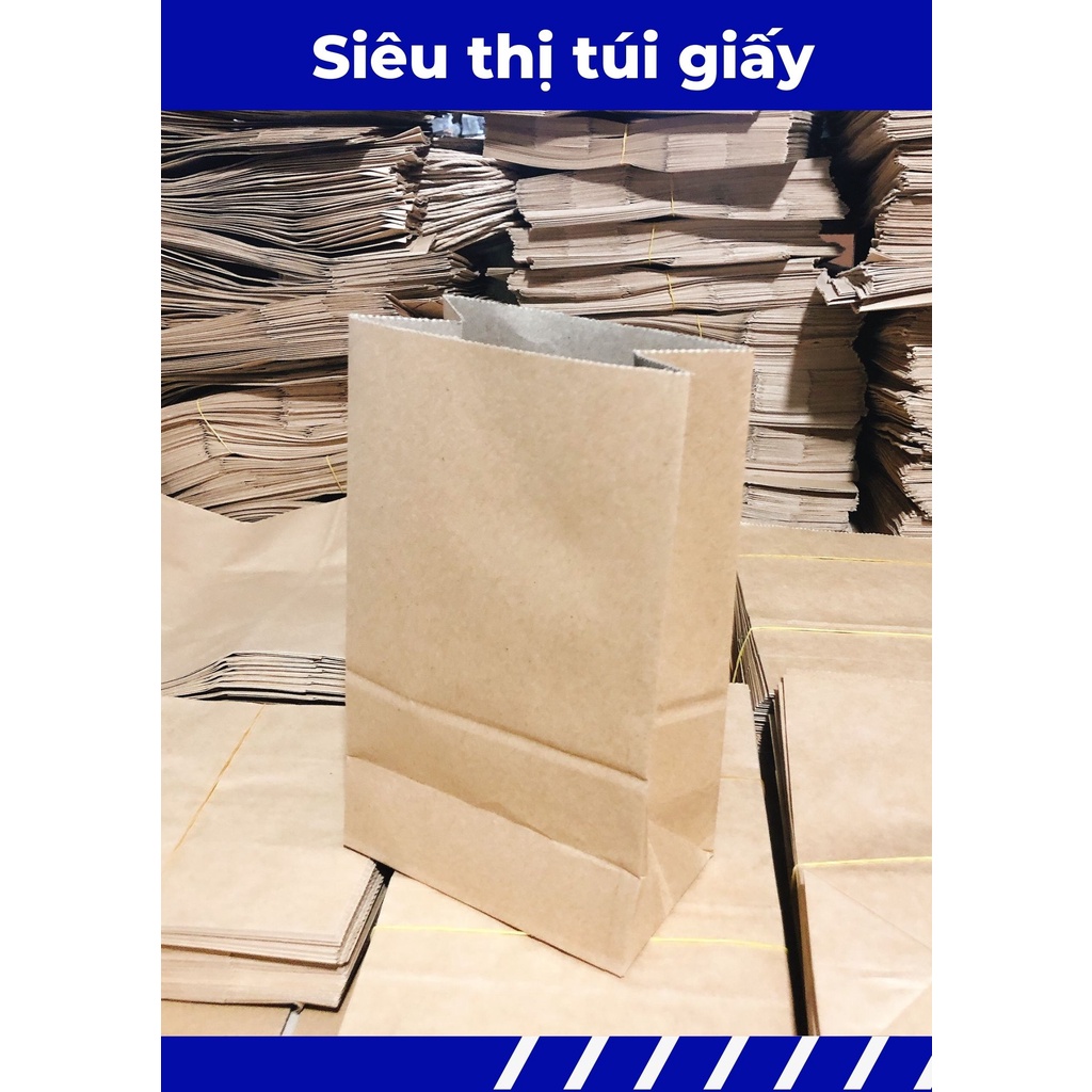 COMBO 10 CHIẾC TÚI GIẤY KRAFT S13: 13.5x8x22cm KHÔNG QUAI ( ẢNH THẬT)