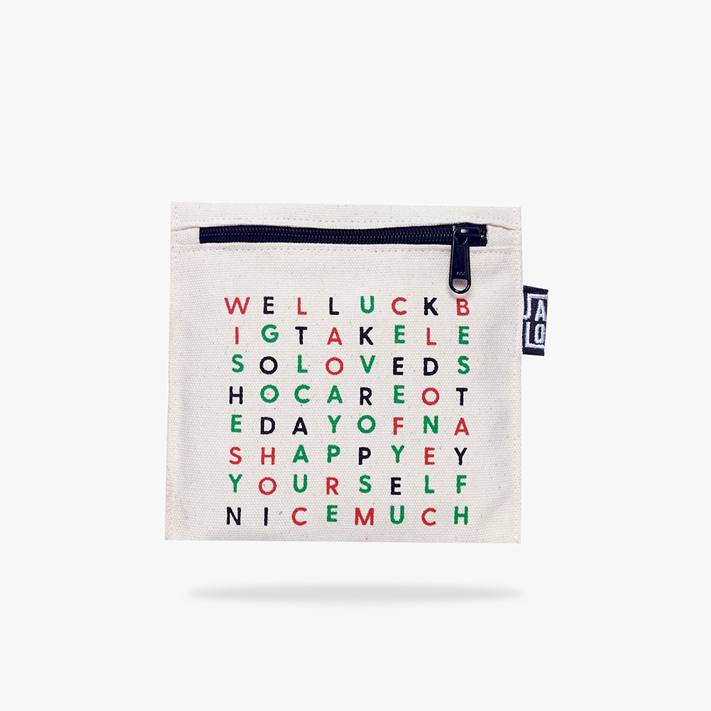 [LAST CHANCE] Jamlos Crossword Pouch - Bóp ví nhỏ gọn vải canvas in ô chữ làm quà tặng