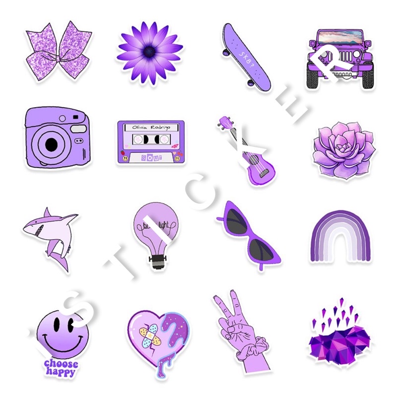 Sticker tím VSCO PURPLE chất liệu pvc nhám cao cấp chống thấm dán xe, vali, laptop, mũ BH, điện thoại...